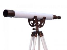 Floor Standing Antique Copper With White Leather Anchormaster Telescope 50