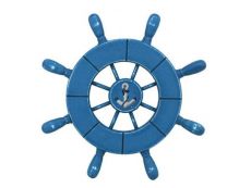 Rustic All Light Blue Decorative Ship Wheel With Anchor 9