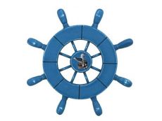 Rustic All Light Blue Decorative Ship Wheel With Seagull 9