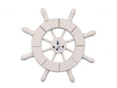 White Decorative Ship Wheel With Anchor 6