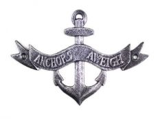 Antique Silver Cast Iron Anchors Aweigh Anchor Sign 8 