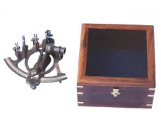 Antique Brass Sextant 7 with Rosewood Box