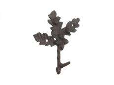 Cast Iron Oak Tree Leaves with Acorns Decorative Metal Tree Branch Hooks 6.5