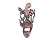 Rustic Copper Cast Iron Wall Mounted Octopus Bottle Opener 6