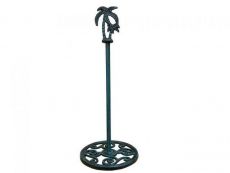 Seaworn Blue Cast Iron Palm Tree Extra Toilet Paper Stand 17