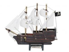 Wooden Caribbean Pirate White Sails Model Pirate Ship 7