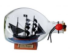 Captain Hooks Jolly Roger from Peter Pan Pirate Ship in a Glass Bottle 7