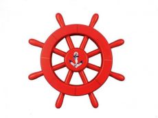 Red Decorative Ship Wheel With Anchor 12