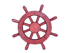 Rustic All Red Decorative Ship Wheel 12