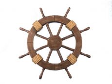 Rustic Wood Finish Decorative Ship Wheel 18