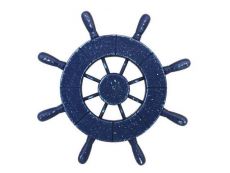 Rustic All Dark Blue Decorative Ship Wheel 9