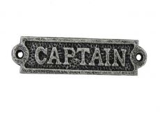 Antique Silver Cast Iron Captain Sign 6