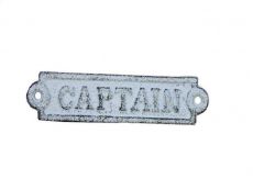 Whitewashed Cast Iron Captain Sign 6