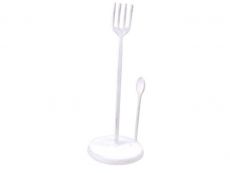 Whitewashed Cast Iron Fork and Spoon Kitchen Paper Towel Holder 15