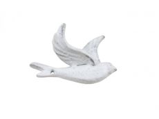 Whitewashed Cast Iron Flying Bird Decorative Metal Wing Wall Hook 5.5
