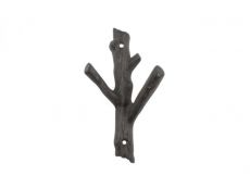 Cast Iron Tree Branch Double Decorative Metal Wall Hooks 7.5