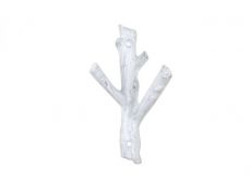 Whitewashed Cast Iron Tree Branch Double Decorative Metal Wall Hooks 7.5