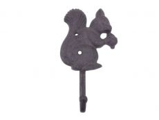 Cast Iron Squirrel with Acorn Decorative Metal Wall Hook 7