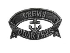 Antique Silver Cast Iron Crews Quarters Sign 8