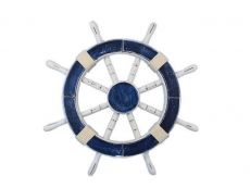 Rustic Dark Blue Decorative Ship Wheel 18