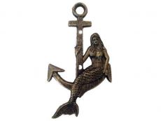 Antique Gold Cast Iron Mermaid Anchor 9