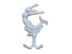 Whitewashed Cast Iron Mermaid Key Hook 6