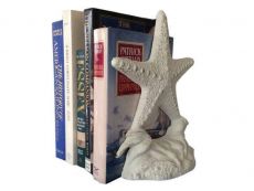 Set of 2- Whitewashed Cast Iron Starfish Book Ends 11