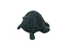 Seaworn Blue Cast Iron Turtle Paperweight 5