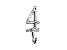 Rustic Silver Cast Iron Number 4 Wall Hook 6