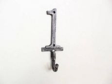 Rustic Silver Cast Iron Number 1 Wall Hook 6