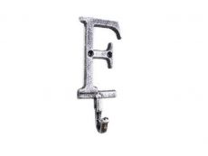 Rustic Silver Cast Iron Letter F Alphabet Wall Hook 6