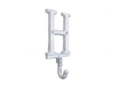 Whitewashed Cast Iron Letter H Alphabet Wall Hook 6