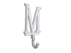 Whitewashed Cast Iron Letter M Alphabet Wall Hook 6