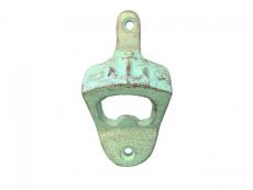 Rustic Light Blue Cast Iron Wall Mounted Anchor Bottle Opener 3