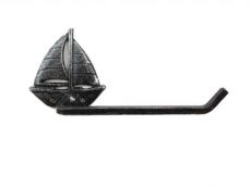 Rustic Silver Cast Iron Sailboat Toilet Paper Holder 11\