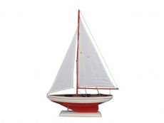 Hampton Nautical Wooden Blue Striped Pacific Sailer Model Sailboat Decoration 17 Renewed 
