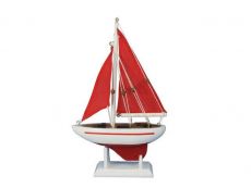 Wooden Red Pacific Sailer with Red Sails Model Sailboat Decoration 9