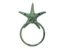 Antique Bronze Cast Iron Starfish Towel Holder 8.5