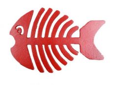 Rustic Red Cast Iron Fish Bone Trivet 11