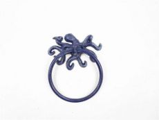 Rustic Dark Blue Cast Iron Octopus Towel Holder 6