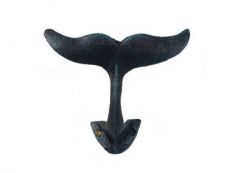 Seaworn Blue Cast Iron Decorative Whale Tail Hook 5