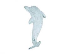Dark Blue Whitewashed Cast Iron Dolphin Hook 7\