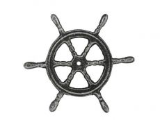 Antique Silver Cast Iron Ship Wheel Trivet 6