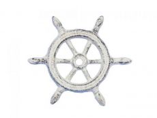 Whitewashed Cast Iron Ship Wheel Decorative Paperweight 4\