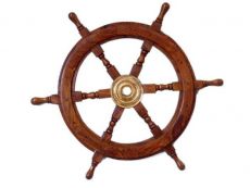 Deluxe Class Wood and Brass Decorative Ship Wheel 24\