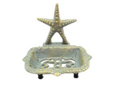Antique Seaworn Bronze Cast Iron Starfish Soap Dish 6