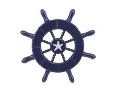 Dark Blue Decorative Ship Wheel With Starfish 6