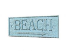 Rustic Light Blue Cast Iron Beach Sign 9