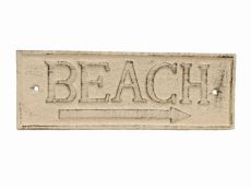 Aged White Cast Iron Beach Sign 9
