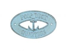 Rustic Light Blue Cast Iron Poop Deck Quarters with Anchor Sign 8